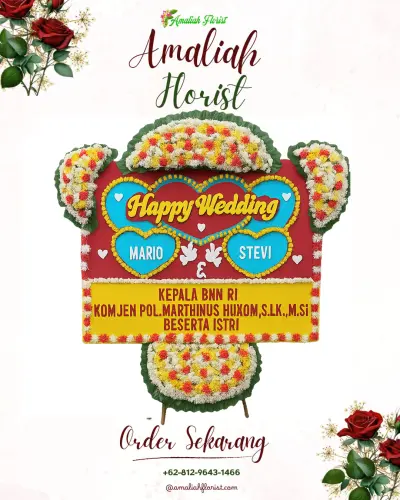 Karangan Papan Bunga Pernikahan di Sepinggan Baru